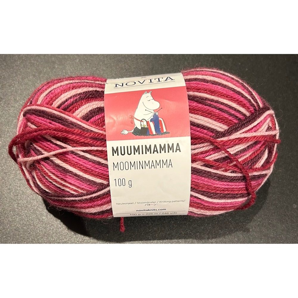 Novita Moominmamma Yarn‎ Pink Variegated Wool Blend Knitting Crochet 246 yds